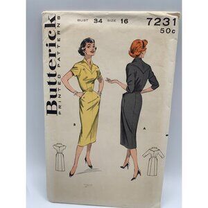 Butterick Misses Dress Sewing Pattern Sz 16 7231 - uncut